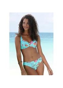 Bikini-Hose Sunseeker "Jam", Damen, Gr. 42, N-Gr, bunt (t&uuml;rkis, bunt), Microfaser, bedruckt, floral, Badehosen Bikini-Hose, mit Alloverprint