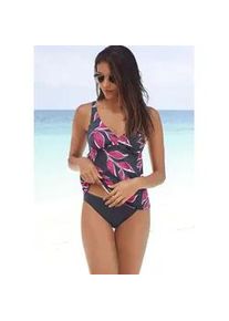 B&uuml;gel-Tankini-Top Lascana "Cataleya", Damen, Gr. 46, Cup E, blau (marine, bedruckt), Microfaser, Polyamid, bedruckt, Bikini-Oberteile, im Bl&auml;tter-Design