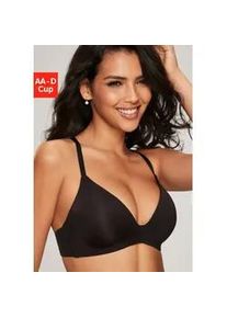 Push-up-BH Lascana, Damen, Gr. 90, Cup B, schwarz, Microtouch, Obermaterial: 60% Polyamid, 35% Polyester, 5% Elasthan, Basic, BHs Push-up-BH, ohne B&uuml;gel, mit eingearbeitetem Polster im Untercup, Basic-BH