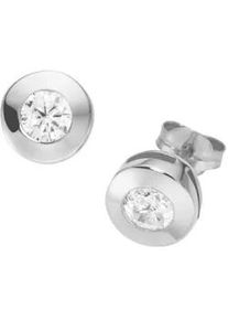 Paar Ohrstecker Luigi Merano "runde Form mit Zirkonia, Gold 375", wei&szlig;, Ohrringe, Damen, Wei&szlig;gold 375