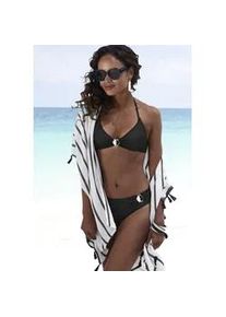 Triangel-Bikini JETTE, Damen, Gr. 34, Cup C/D, schwarz, Microfaser, Microfaser, Polyamid, unifarben, Bikini-Sets Triangel-Bikini, mit Zier-Accessoires