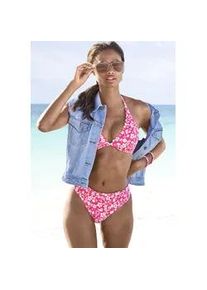 B&uuml;gel-Bikini-Top Vivance "Leni", Damen, Gr. 38, Cup E, wei&szlig; (neonpink, wei&szlig;), Microfaser, bedruckt, floral, Bikini-Oberteile, mit gelaserter Wellenkante