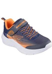 Sneaker Skechers "MICROSPEC ADVANCE", Damen, Gr. 30, blau (navy, orange), Lederimitat, Textil, Schuhe Sneaker, Klettschuh in cooler Farbkombination, Gr&ouml;&szlig;enschablone zum Download
