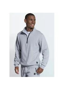 Sweatshirt John Devin, Herren, Gr. L (52/54), grau (hellgrau), angeraute Sweatware, Obermaterial: 60% Baumwolle, 40% Polyester, unifarben, bequem normal, Rundhals, angesetztes B&uuml;ndchen, Sweatshirts Sweatshirt, Troyer mit schwarzem Rei&szlig;verschluss am Kragen, aus Baumwoll-Mix