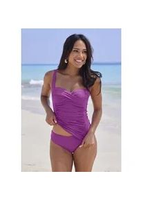 Bikini-Hose Lascana "Comfy", Damen, Gr. 36, N-Gr, lila (beere), Recycling-Polyamid, unifarben, Badehosen Bikini-Hose, in h&ouml;herer Schnittform