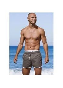 Badeshorts Copenhagen Studios, Herren, Gr. XL (54/56), N-Gr, grau, Recycling-Polyester, unifarben mit Farbeins&auml;tzen, Badehosen Badeshorts, mit elastischem Bund