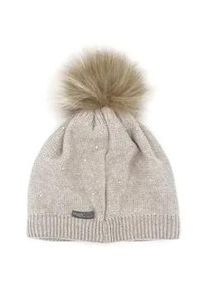 Bommelm&uuml;tze MaxiMo, M&auml;dchen, Gr. 51, braun, Feinstrick, Materialmix, unifarben, M&uuml;tzen, mit Glitzersteinen f&uuml;r M&auml;dchen