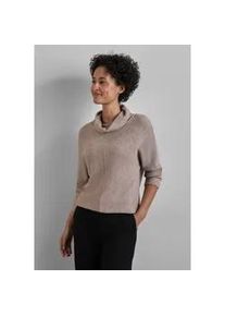 Rollkragenshirt Street One, Damen, Gr. 42, beige (mocha beige meliert), Stoff, 50% Viskose, 25% Polyester, 25% Polyamid, unifarben, normal normal, hoch geschlossener Ausschnitt, B&uuml;ndchen, Shirts, mit Schalkragen