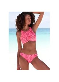 Bikini-Hose ELBSAND "Letra", Damen, Gr. 36, N-Gr, orange (koralle), Recycling-Polyamid, bedruckt, Badehosen Bikini-Hose, mit tollem Wording