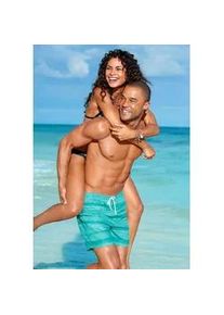 Badeshorts s.Oliver, Herren, Gr. S (46/48), N-Gr, blau (t&uuml;rkis), Polyester, Badehosen Badeshorts, meliert