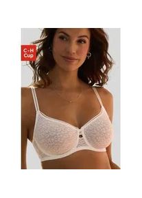 Minimizer-BH Nuance, Damen, Gr. 100, Cup F, wei&szlig;, Spitze, Obermaterial: 88% Polyamid, 12% Elasthan, BHs Minimizer-BH, mit B&uuml;gel aus sch&ouml;ner Allover-Jacquardspitze im angesagten Leo-Look