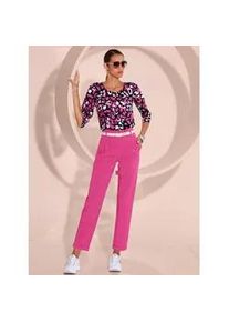 CR&Eacute;ATION L Schlupfbluse CREATION L, Damen, Gr. 44, pink (fuchsia, schwarz, bedruckt), 100% Viskose, gemustert, Rundhals, Blusen Schlupfbluse