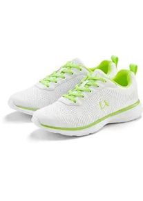 Sneaker Lascana "Turnschuhe", Damen, Gr. 41, gr&uuml;n (wei&szlig;, limone), Obermaterial: 60% Textilmaterial, 40% Lederimitat. Decksohle: 100% Textilmaterial. Futter: 100% Textilmaterial. Laufsohle: 100% Synthetik, kontrastfarbene Details, unifarben, Basic, Schuhe Sneaker, Freizeitschuh, Halbschuh im sportiven Look VEGAN