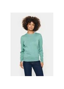 Rundhalspullover SAINT TROPEZ "MilaSZ", Damen, Gr. L, blau (blau surf melange), Strick, Obermaterial: 80% Viskose, 20% Polyacryl, meliert, regular fit normal, Rundhals, Pullover Rundhalspullover