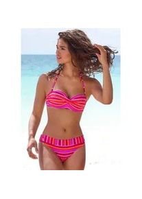 B&uuml;gel-Bandeau-Bikini-Top s.Oliver "Fun", Damen, Gr. 42, Cup B, pink (pink bedruckt), Recycling-Polyamid, gestreift, Bikini-Oberteile, im trendigen Streifen-Design