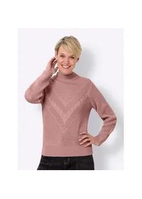 Stehkragenpullover Classic Basics "Langarm-Pullover", Damen, Gr. 46, lila (hortensie), 100% Polyacryl, unifarben, Pullover Stehkragenpullover