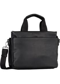 Shopper Tom Tailor "Rella", Damen, Gr. B/H/T: 30cm x 21cm x 13cm, schwarz, Polyurethan, clean, gepflegt, unifarben, Taschen Shopper, aus fein genarbtem Material mit farblich passendem Gewebeband