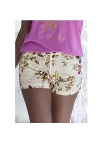 Pyjamashorts Lascana, Damen, Gr. 32/34, N-Gr, beige (ecru gebl&uuml;mt), Single Jersey, Obermaterial: 50% Baumwolle, 50% Viskose, gebl&uuml;mt, Basic, bequem kurz, Hosen, mit Druck