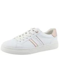 Sneaker Tom Tailor, Damen, Gr. 36, wei&szlig;, rosegold, Lederimitat, kontrastfarbene Details, leicht gl&auml;nzend, Schuhe Sneaker, Freizeitschuh, Halbschuh, Schn&uuml;rschuh, Kontrastbesatz an der Ferse