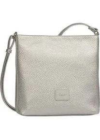 Umh&auml;ngetasche Gabor "Elfie", Damen, Gr. B/H/T: 24,5cm x 23,5cm x 6cm, silber (silberfarben), Lederimitat, clean, gepflegt, unifarben, Taschen Umh&auml;ngetasche, Damen Schultertasche, Handtasche mit Logo-Aufn&auml;her