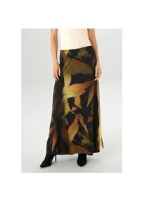 Maxirock Aniston SELECTED, Damen, Gr. 40, schwarz (camel, schwarz, beige, terra, senfgelb, schwarz, oliv), Netz, Obermaterial: 95% Polyester, 5% Elasthan. Futter: 95% Viskose, 5% Elasthan, bedruckt, gemustert, figurumspielend kn&ouml;chelfrei, R&ouml;cke Maxirock, mit farbharmonischen Batikdessin