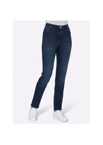 High-waist-Jeans Classic Basics, Damen, Gr. 46, Normalgr&ouml;&szlig;en, blau (dunkelblau), 81% Baumwolle, 17% Polyester, 2% Elasthan, unifarben, lang, Jeans High-Waist-Jeans