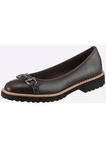 Ballerina Heine, Damen, Gr. 39, braun (dunkelbraun), Glattleder, Leder, Schuhe Ballerina