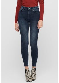 Only Damen Skinny-fit-Jeans "ONLBLUSH MID SK ANK RW REA409 NOOS", blau, modisch, Gr. M, Abriebeffekte, unifarben, Denim/Jeans, Obermaterial: 92%