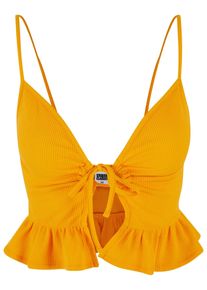 Urban Classics Damen Bügelloser BH "Urban Classics Damen Ladies Waffle Pique Ruffle Top", Gr. 5XL, braun, 65% Baumwolle, 35% Polyester, BHs