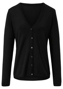 include - Strickjacke mit tiefem V-Ausschnitt, schwarz, Gr. 36 / S - Schurwolle