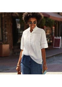 LANDS' END Musselin-Bluse mit Leiterborte, Damen,  Wei&szlig;, Baumwolle, by Lands' End