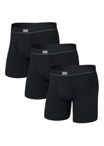 SAXX Essential Cotton Boxer Brief Fly 3-Pack Alltagsunterwäsche Herren (Gr S |schwarz)