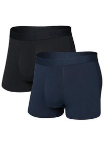 SAXX Droptemp Cooling Cotton Trunk Fly 2-Pack Alltagsunterwäsche Herren (Gr XL |blau/schwarz)