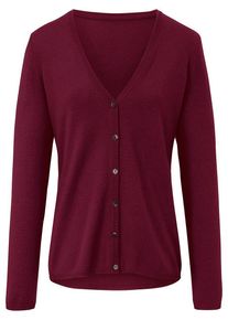 include - Strickjacke mit tiefem V-Ausschnitt, rot, Gr. 36 / S - Schurwolle