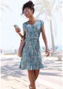 Vivance Sommerkleid mehrfarbig Gr. 34 für Damen. Tiefer V-Ausschnitt und Allover-Druck. Figurumspielend. Nachhaltig.