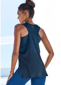 active by Lascana LASCANA ACTIVE Tanktop blau Gr. XS (32/34) für Damen. Rundhals und Logodruck, Mesheinsatz. Figurbetont