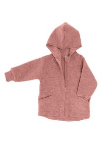 Wolljacke Engel Baby-Jacke mit Kapuze und Rei&szlig;verschlu&szlig; Kinder (Gr 74/80 |rosa)