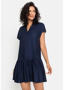 s.Oliver Blusenkleid blau Gr. 34 für Damen. Mit V-Ausschnitt. Figurumspielend. Nachhaltig.