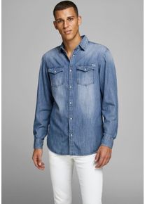 Jack & Jones JACK & JONES Herren Jeanshemd "SHERIDAN SHIRT", blau, Gr. M, Web, Obermaterial: 100% Baumwolle, Hemden