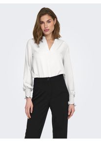 Only Damen Blusenshirt "ONLMETTE V-NECK LS SMOCK TOP NOOS WVN", rot, modisch, Gr. L, unifarben, Web, Obermaterial: 100% Polyester, Shirts