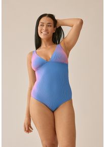 Naturana Damen Badeanzug, blau, casual, Gr. 42, längsgestreift, Obermaterial: 60% Polyamid, 26% Elasthan, 14% Polyester, Badeanzüge, mit dezentem