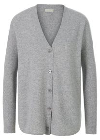 include - Strickjacke aus Schurwolle und Kaschmir, grau, Gr. 36 / S - Schurwolle