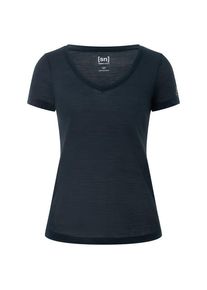 super.natural Sierra 140 V Neck Merinoshirt Damen (Gr S |blau)