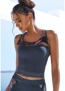 active by Lascana LASCANA ACTIVE Crop-Top blau Gr. XS (32/34) für Damen. Rundhals und Logodruck. Eng. Nachhaltig.