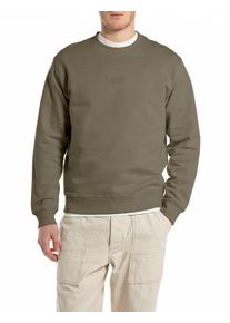 Sweatshirt Replay, Herren, Gr. XL, braun (mud), Sweatware, Obermaterial: 100% Baumwolle, unifarben, Rundhals, Rippb&uuml;ndchen, Sweatshirts Sweatshirt, Rundhals, Regular Fit