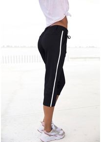 Lascana Caprihose schwarz Gr. 32 für Damen. Mit Bindeband, Kontraststreifen. Basic. Nachhaltig.