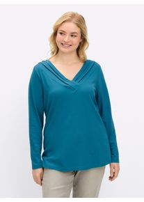 sheego by Joe Browns sheego Gro&szlig;e Gr&ouml;&szlig;en Langarmshirt mit V-Ausschnitt, topas, Gr&ouml;&szlig;e 56/58 - Damen