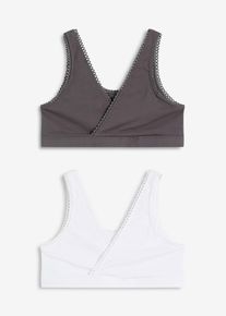 bonprix Wende-Bustier mit softer Bio-Baumwolle (2er Pack), wei&szlig;, Gr.36/38 (S), Modischer Wende-Bustier im 2er Pack, 88% Baumwolle (organic)