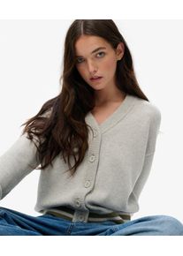 Superdry Damen L&auml;ssiger Strick-cardigan Light Grey - Gr&ouml;&szlig;e: 40 21032280001375WB019