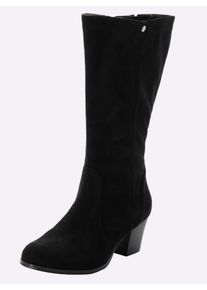 sheego Große Größen Weitschaftstiefel mit Absatz, schwarz, Größe 41 - Damen